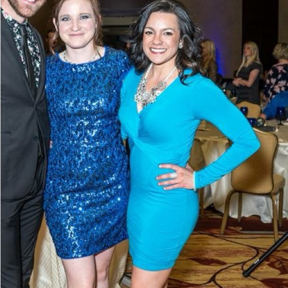 Marciano V Neck long sleeve cocktail dress
